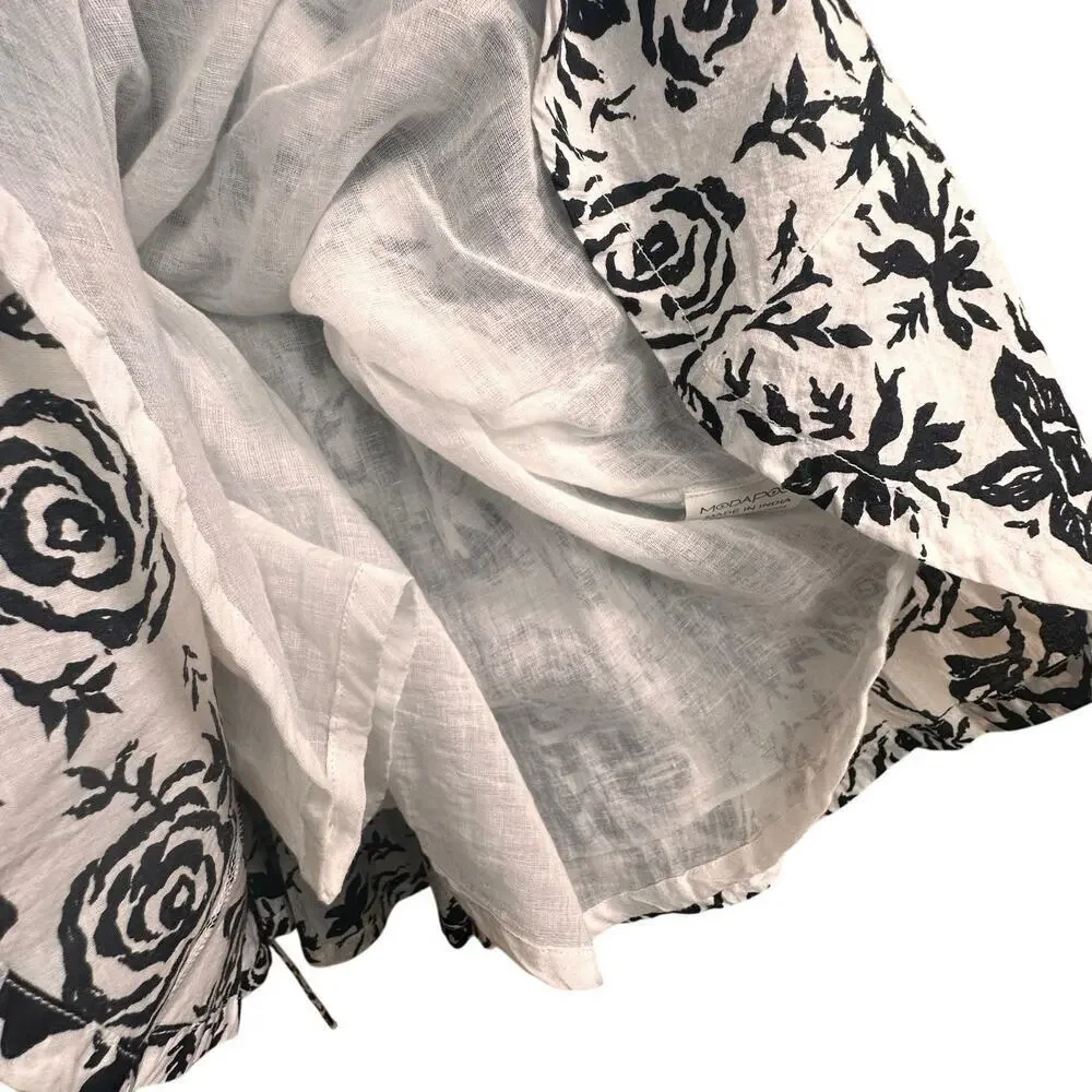 ModaPosa Womens XS Black White Floral Sleeveless Swing Dress Lace Up Back‎ Lined - Picture 7 of 16